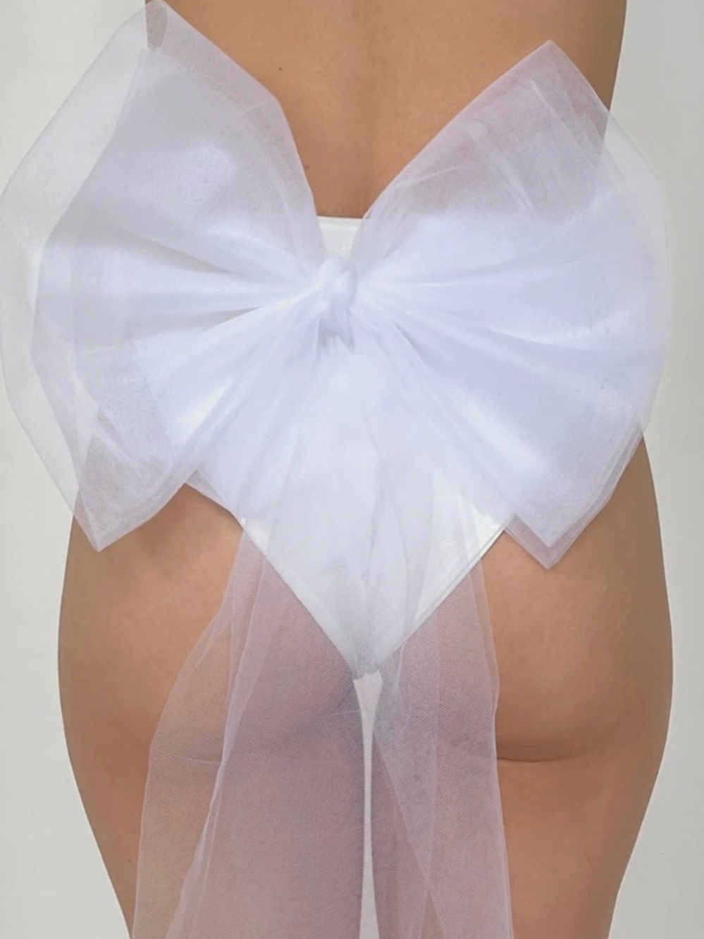 Sheer Bow-Back White Bikini Bottom - Women's Swim